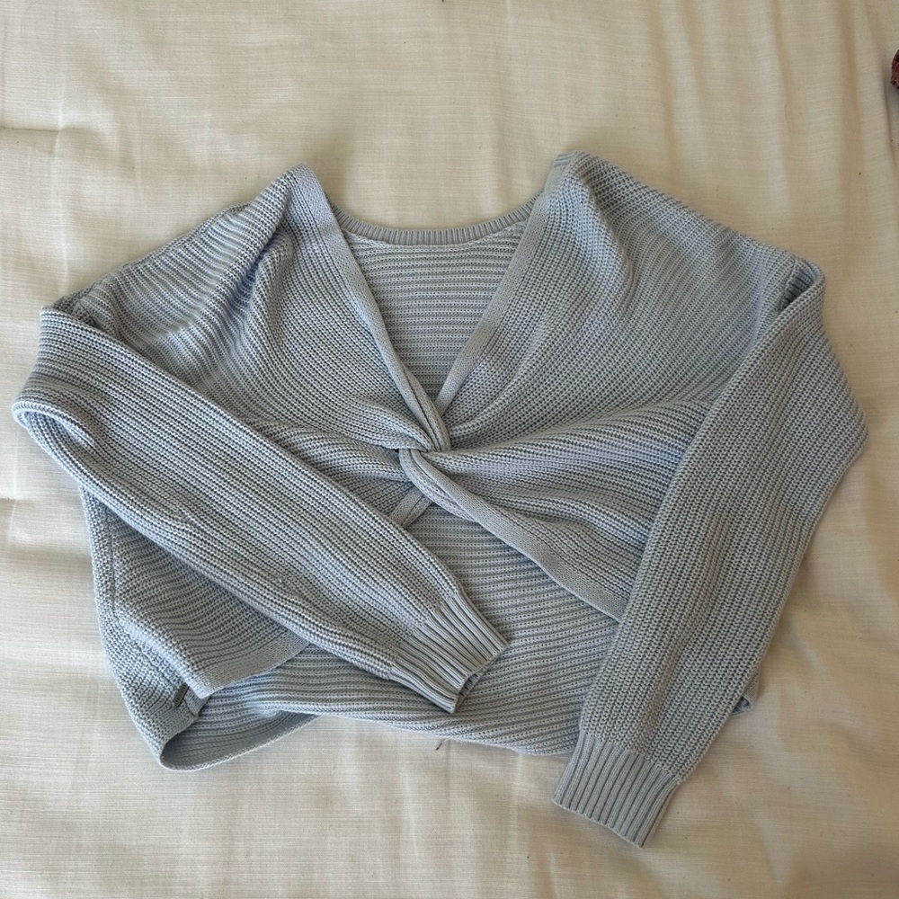 Hollister REVERSIBLE Light-Blue Knitted Sweater | Size XS